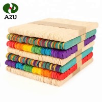 Printing Color Craft Wooden Custom Popsicle Flat Edge Ice Cream Stick