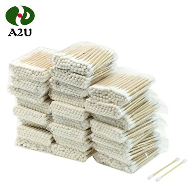 Custom Pure Natural White Single Pack Sterile Bamboo Cotton Swabs