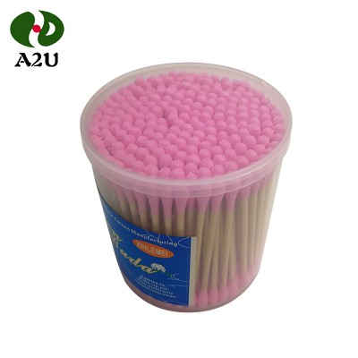 Home Match Pink Colored ECO-Friendly Bamboo Cotton Swabs