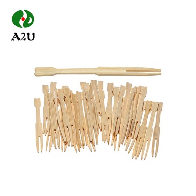 Eco-friendly BIodegradable Disposable Bamboo Mini Fruit Fork In Bag