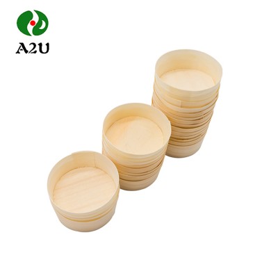 Compostable  Biodegradable Disposable e Wooden Cone Wooden Sushi Cup